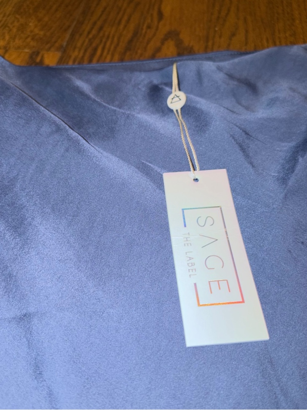 Sage Slate Blue Satin Flowy Midi Skirt NEW - Picture 3 of 8